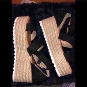 *SOLD* Platform Black Wedge Heel Sandals